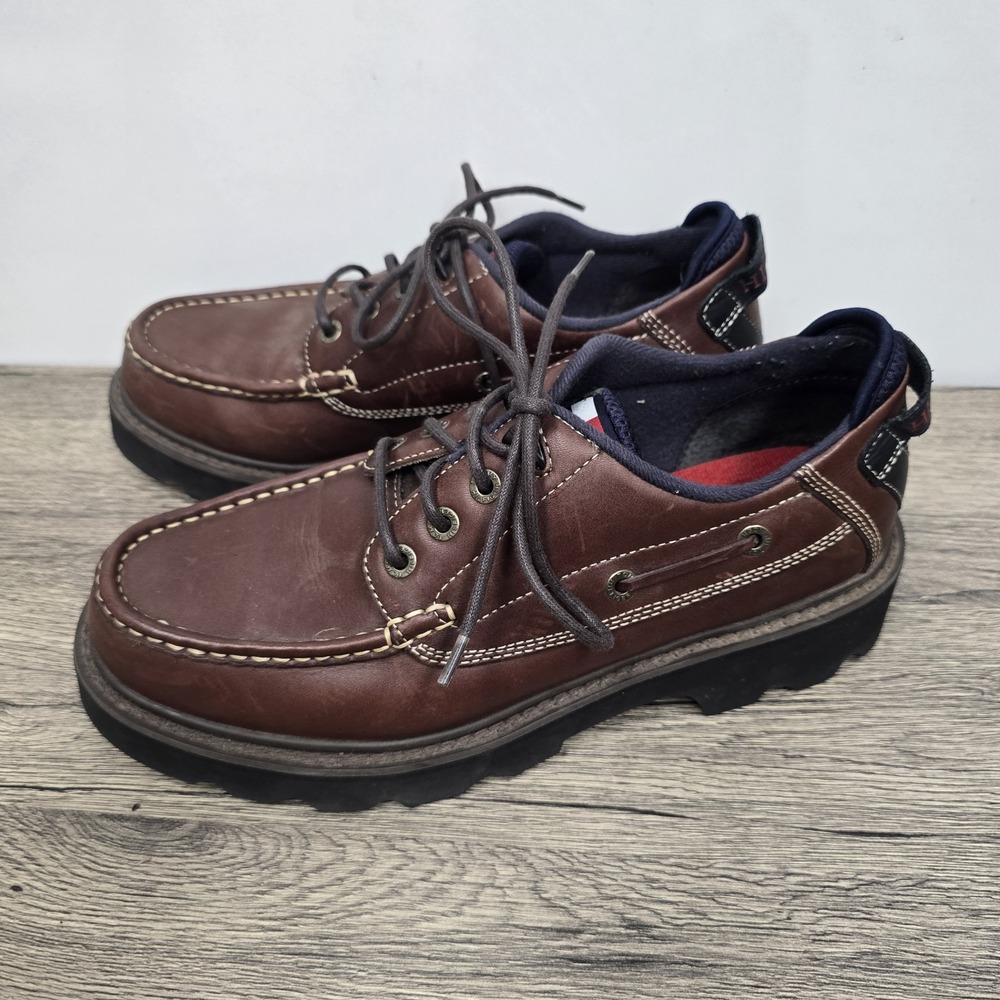 Tommy Hilfiger Brown Leather 90s Y2K‎ Chunky Shoes Mens Size 12 M